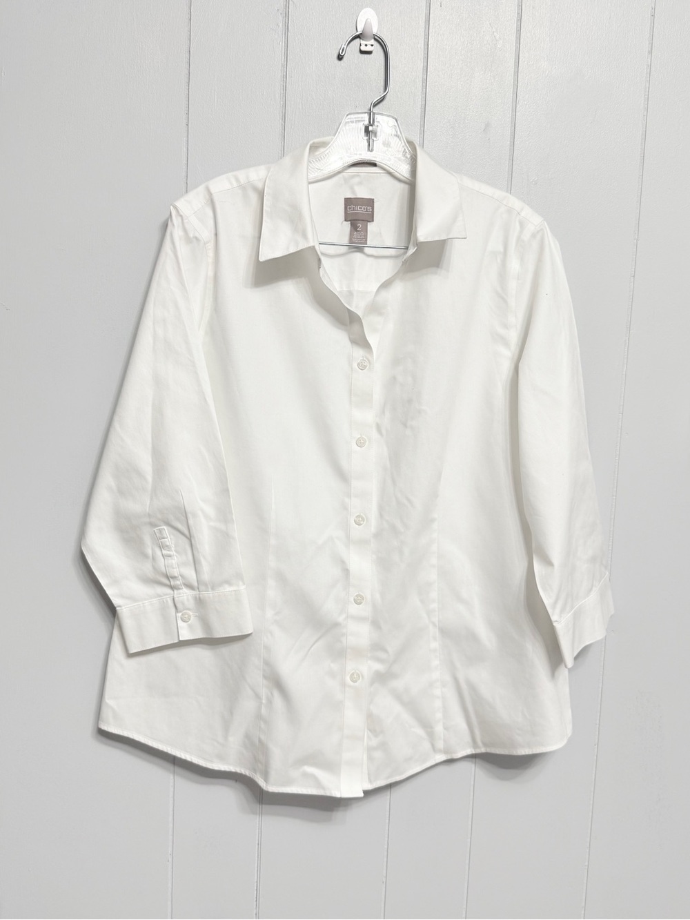 #18) Chico's White Collared Cotton Button-Up Blouse